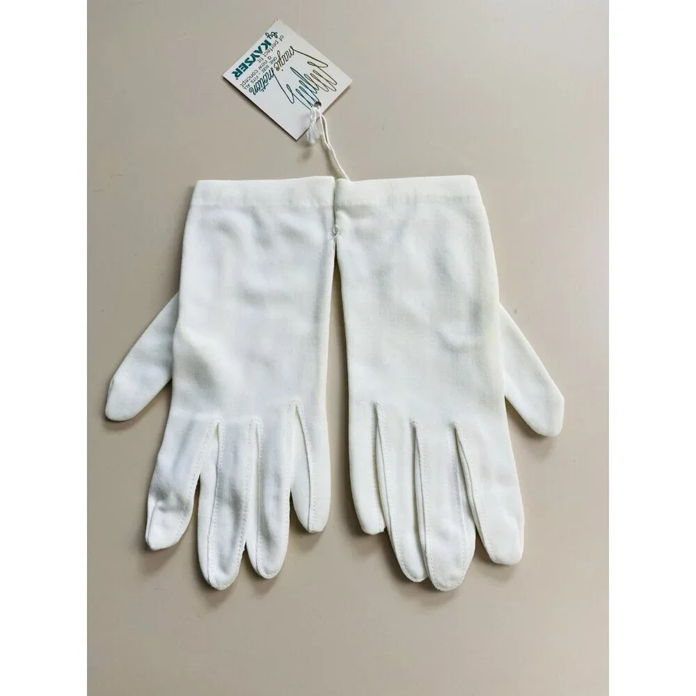 Vintage White Fashion Gloves Magic Motion By Kayser Wrist Length Nylon, Unused